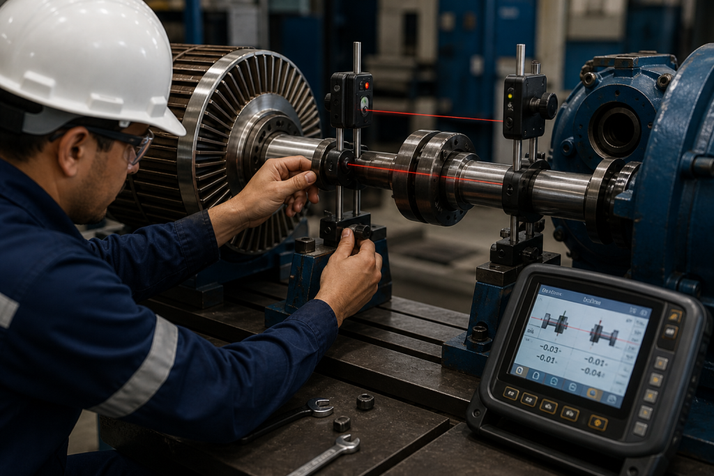 Balanceo dinámico de rotores y alineación láser de ejes industriales